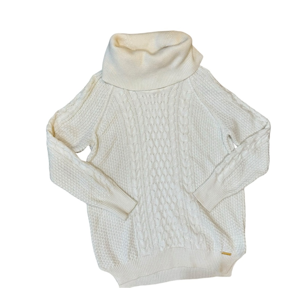 Michael Kors Chunky Cable Knit Turtleneck Sweater Ivory Size Medium